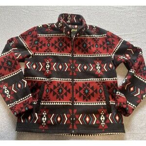 Tempco Mens Fleece Jacket Medium Full Zip Southwestern Aztec Western Cowboy